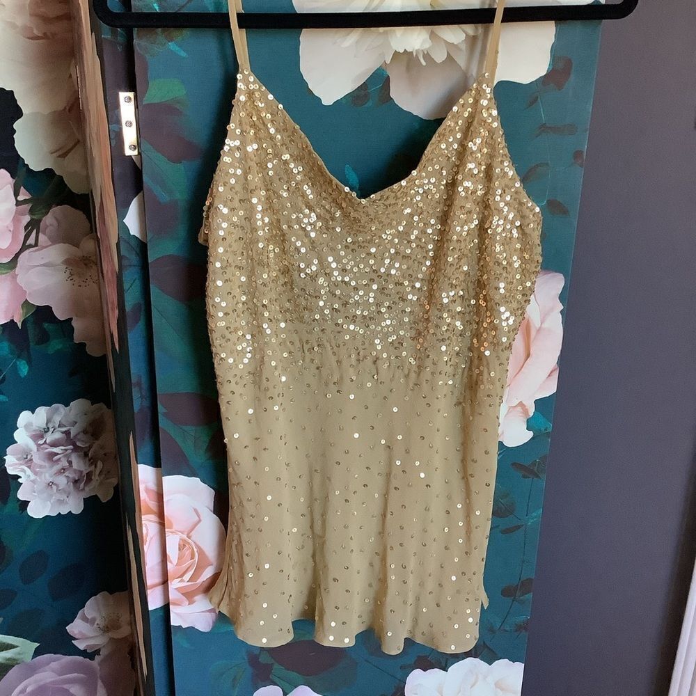 INC International Concepts Gold Sequin Camisole Top